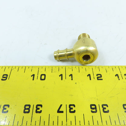DME WJ14S 1/4" NPT x 3/8" Hose Barb Brass Swivel Water Jumper Elbow