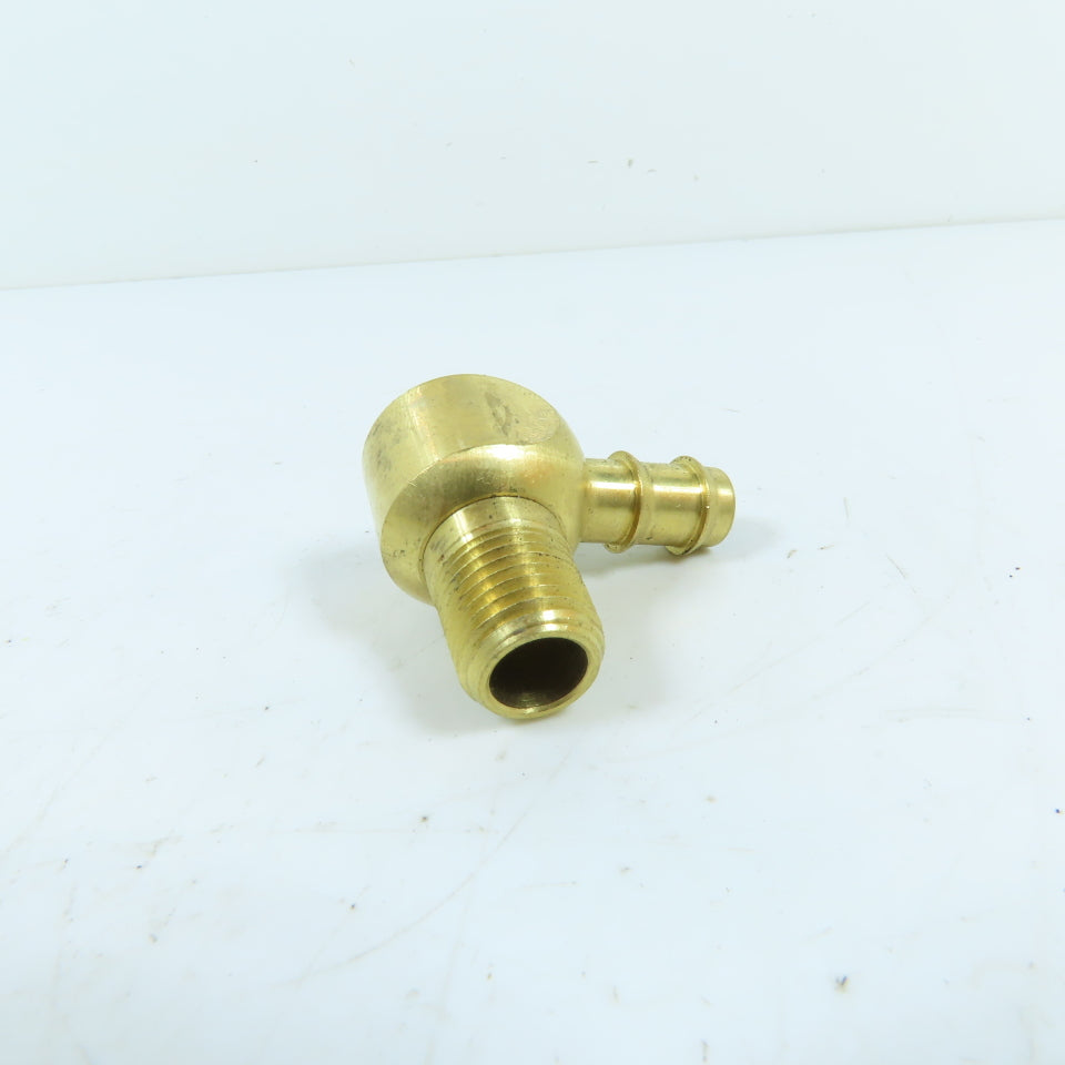DME WJ14S 1/4" NPT x 3/8" Hose Barb Brass Swivel Water Jumper Elbow