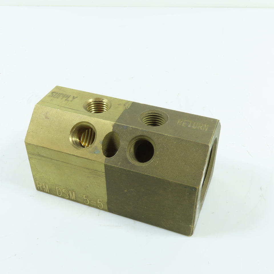 RM DSM 5-5 1/4" NPT x 1" NPT Brass Hydraulic Manifold Block Supply Return