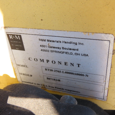 Hoosier Crane 10 Ton Top Running Overhead Bridge Crane 460V 3Ph 38' 9" Span