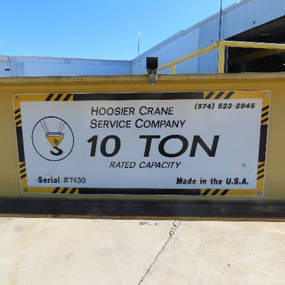 Hoosier Crane 10 Ton Top Running Overhead Bridge Crane 460V 3Ph 38' 9" Span