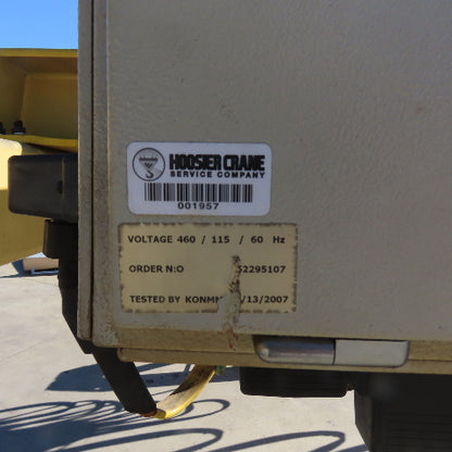 Hoosier Crane 10 Ton Top Running Overhead Bridge Crane 460V 3Ph 38' 9" Span