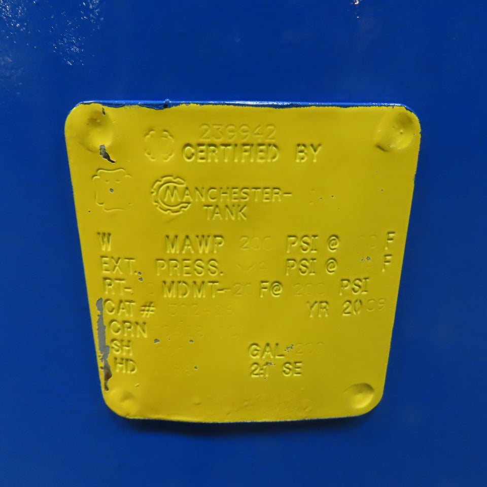 200 Gallon Vertical Compressed Air Storage Receiver Tank 200PSI