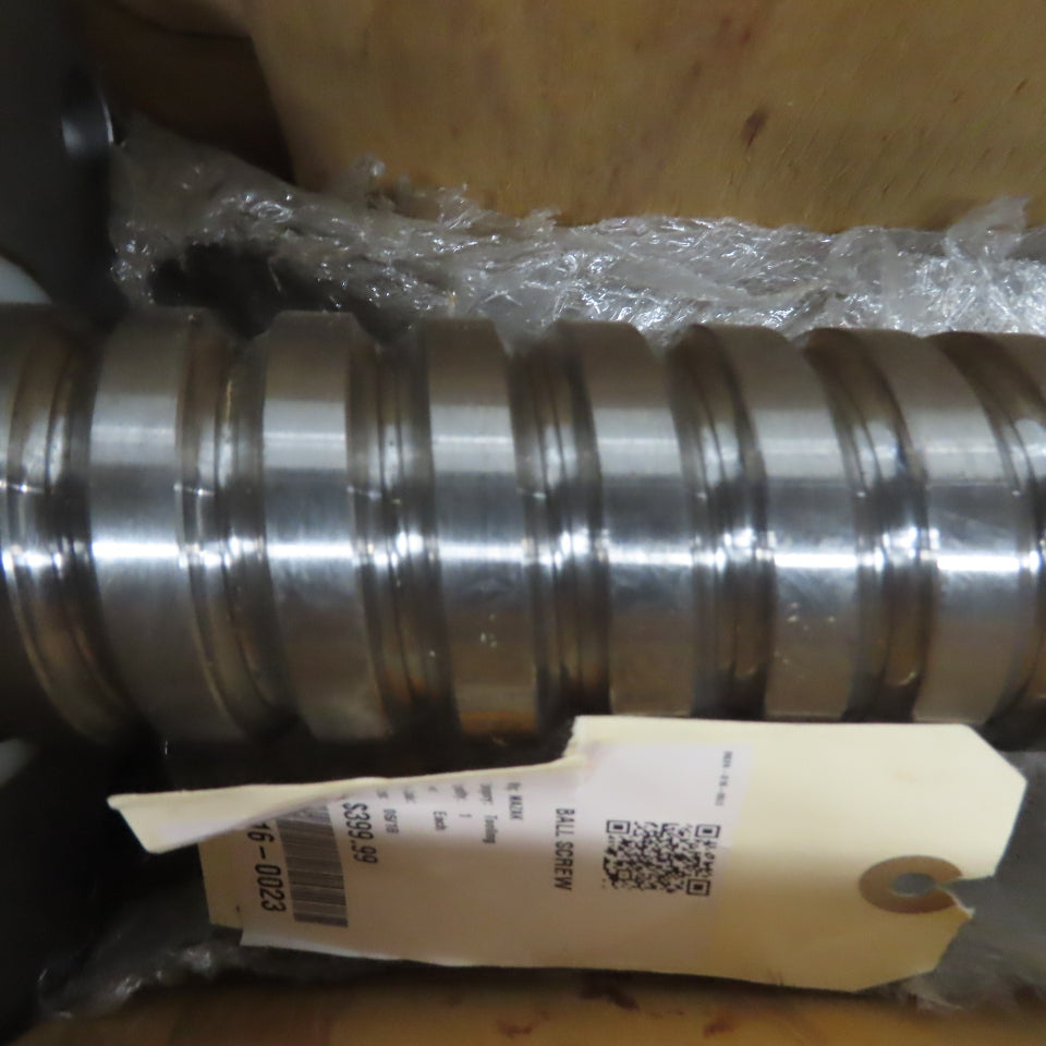 Mazak 65mm OD Single Start 20mm Lead Ball Screw 138-1/2"OAL 106" Screw Length