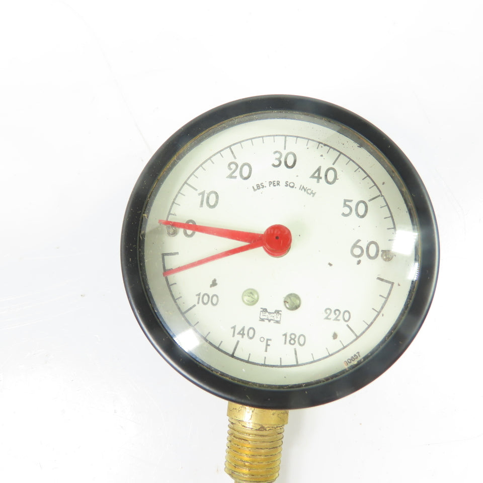 0-60 PSI Combination Water Boiler Pressure & Temperature Gauge