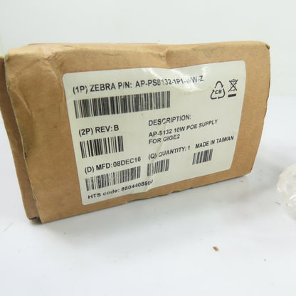 Zebra AP-PS8132 AP-PS8132-1P1-WW-Z 10W PoE Power Supply For GigE2 NEW
