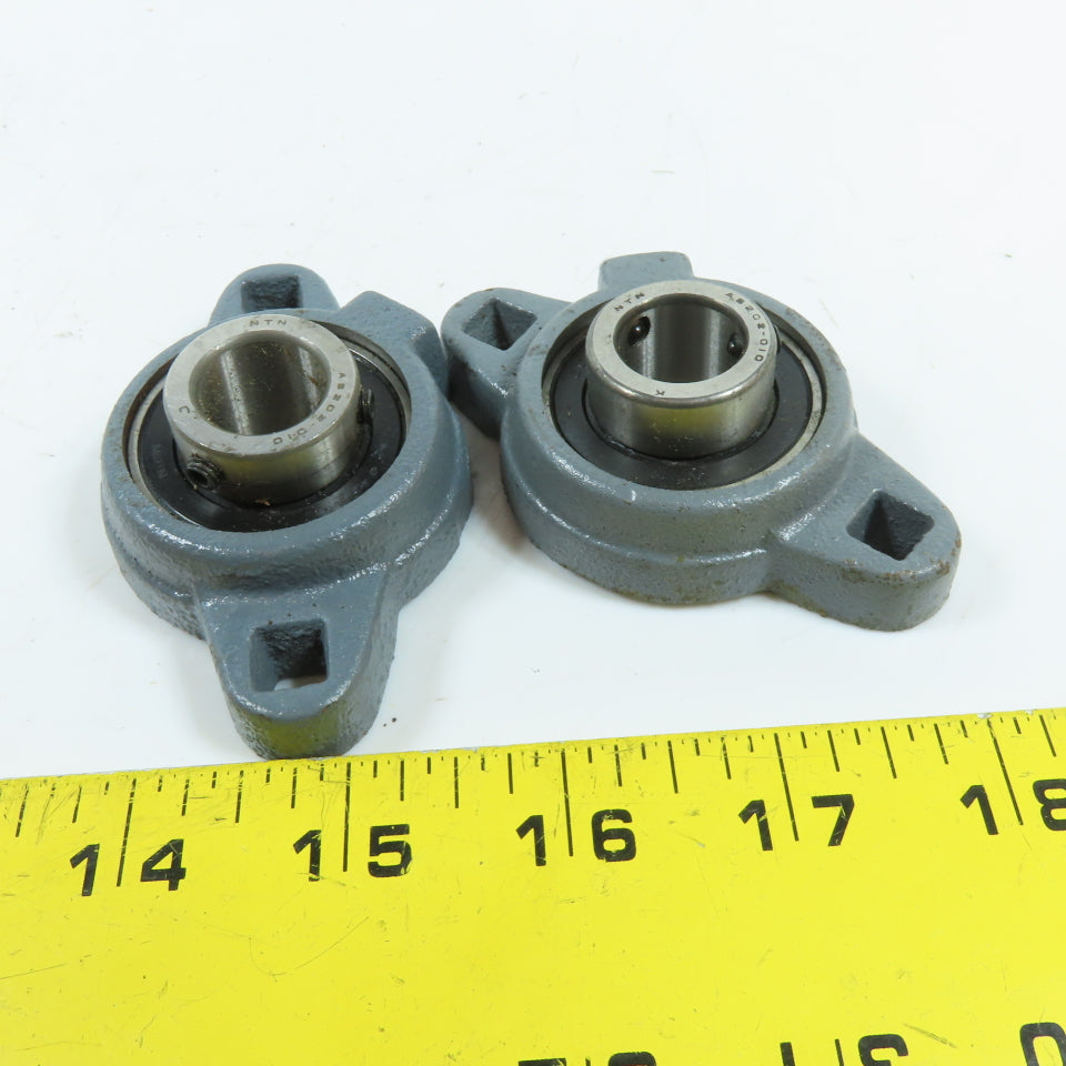 NTN AS202-010 5/8" Bore 2-Bolt Oval Flange Mount Bearing Lot Of 2