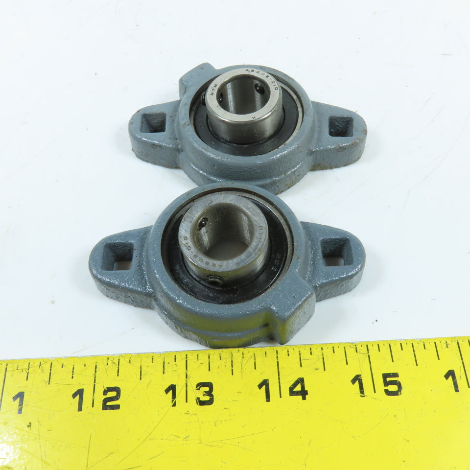 NTN AS202-010 5/8" Bore 2-Bolt Oval Flange Mount Bearing Lot Of 2