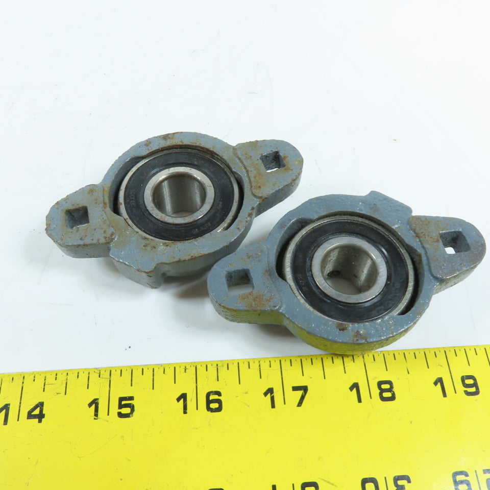 NTN AS202-010 5/8" Bore 2-Bolt Oval Flange Mount Bearing Lot Of 2