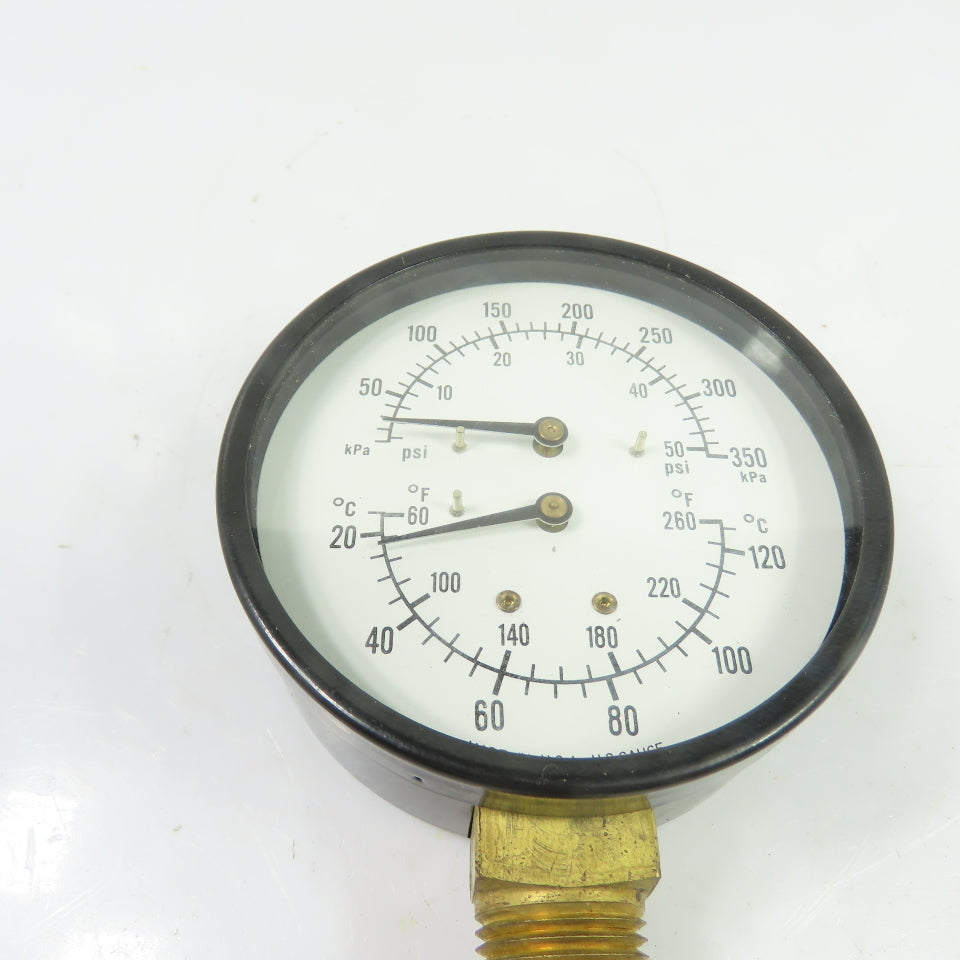 U.S. Gauge 0-50 PSI 60-260°F Combination Pressure & Temperature Gauge
