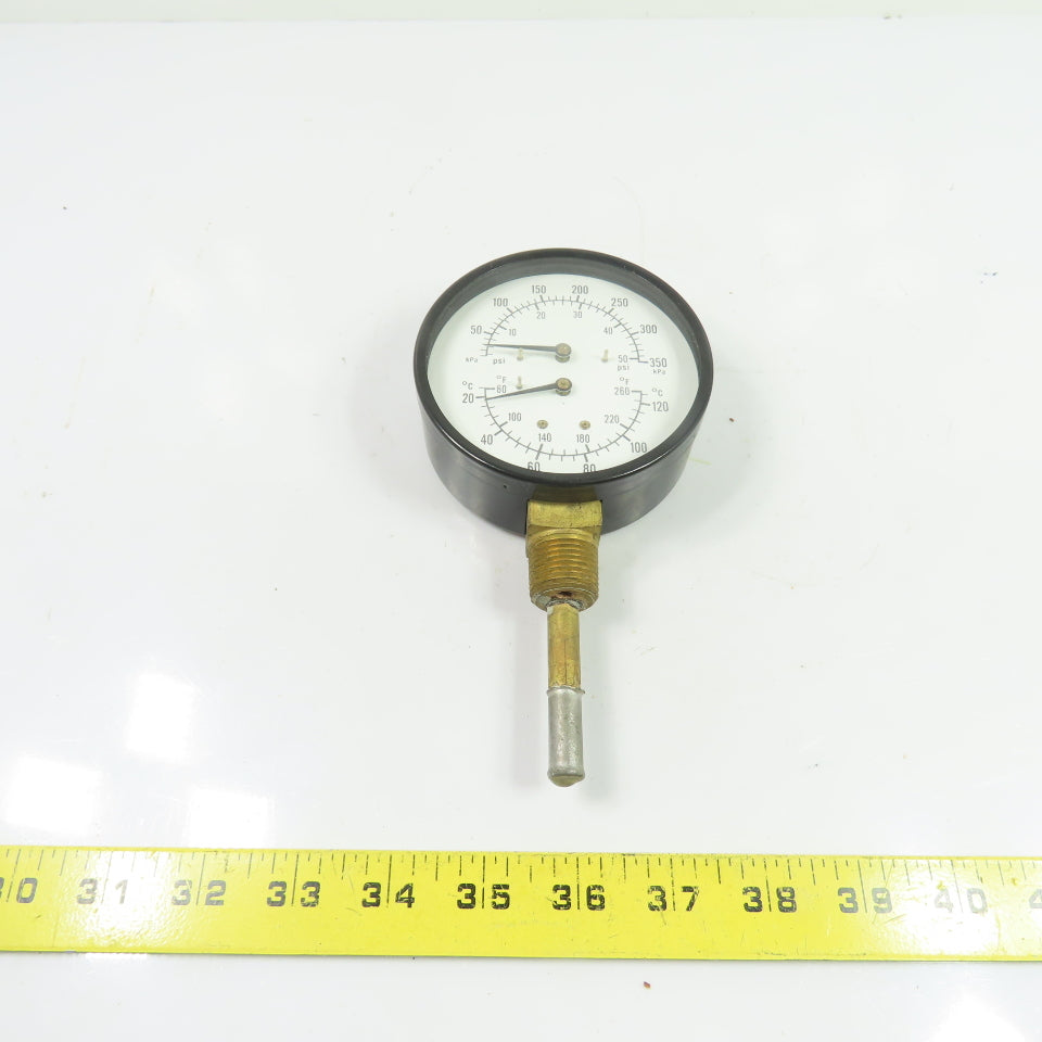 U.S. Gauge 0-50 PSI 60-260°F Combination Pressure & Temperature Gauge
