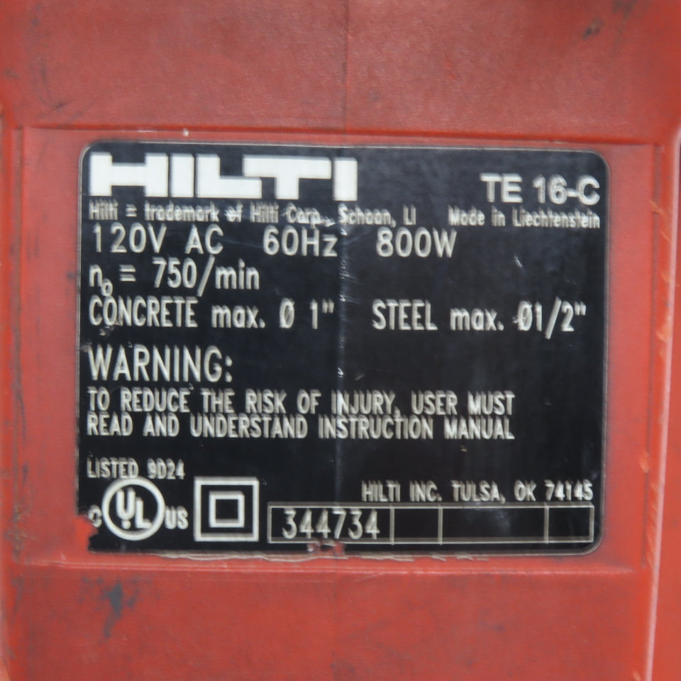 Hilti TE 16-C Corded SDS-Plus Rotary Hammer Drill w/ Case & Bits 120V