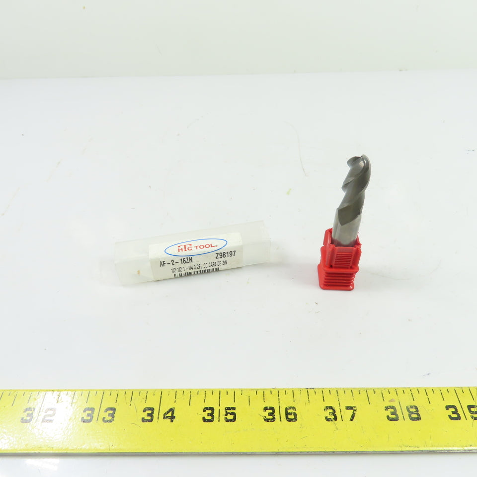 HTC Tool Z98197 AF-2-16ZN 1/2"x1/2"x1-1/4" 3-Flute Carbide End Mill ZrN 3"OAL