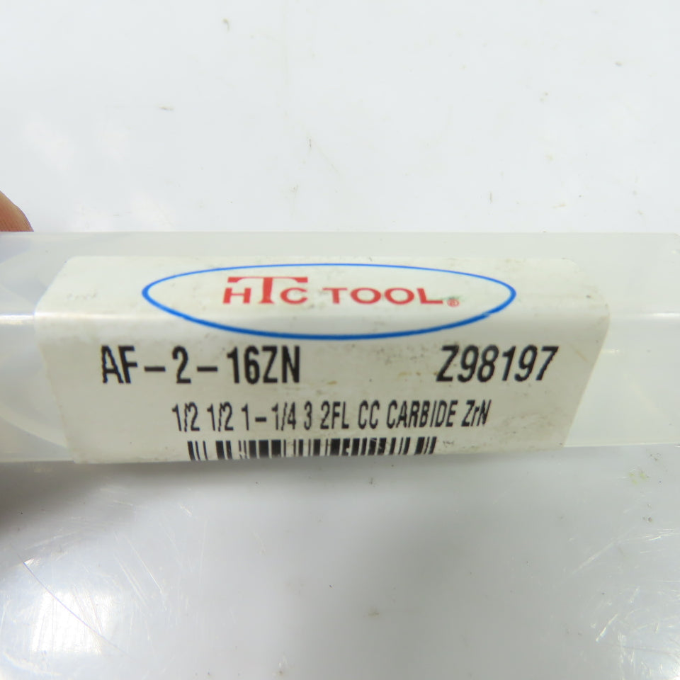 HTC Tool Z98197 AF-2-16ZN 1/2"x1/2"x1-1/4" 3-Flute Carbide End Mill ZrN 3"OAL