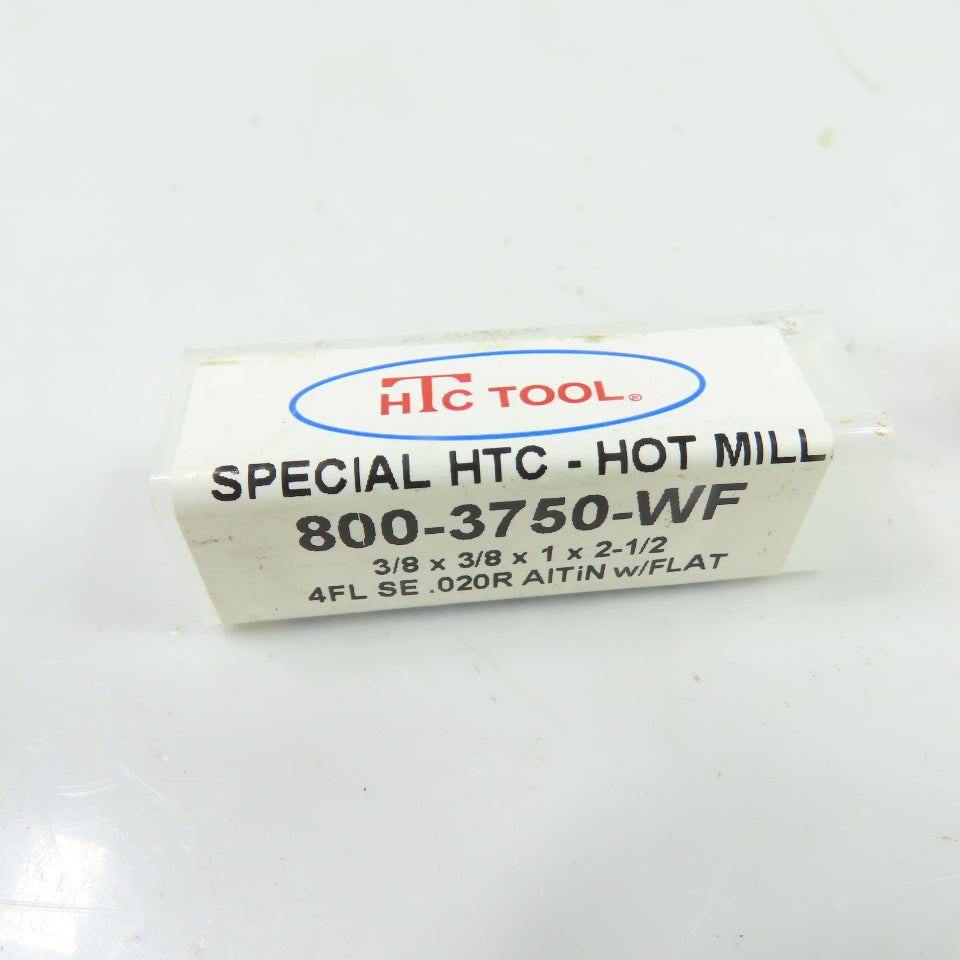 HTC Tool 800-3750-WF 3/8"x3/8"x1" 4-Flute Carbide End Mill AlTiN 2-1/2"OAL