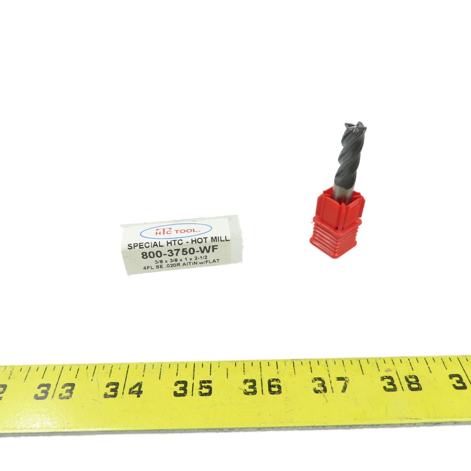 HTC Tool 800-3750-WF 3/8"x3/8"x1" 4-Flute Carbide End Mill AlTiN 2-1/2"OAL