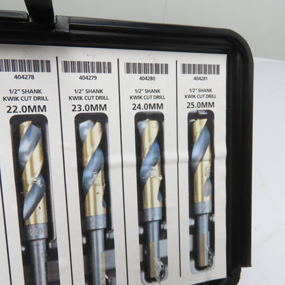 Kwik Cut A00107 4-Piece 1/2" Reduced Shank Metric Drill Bit Set 22-25mm