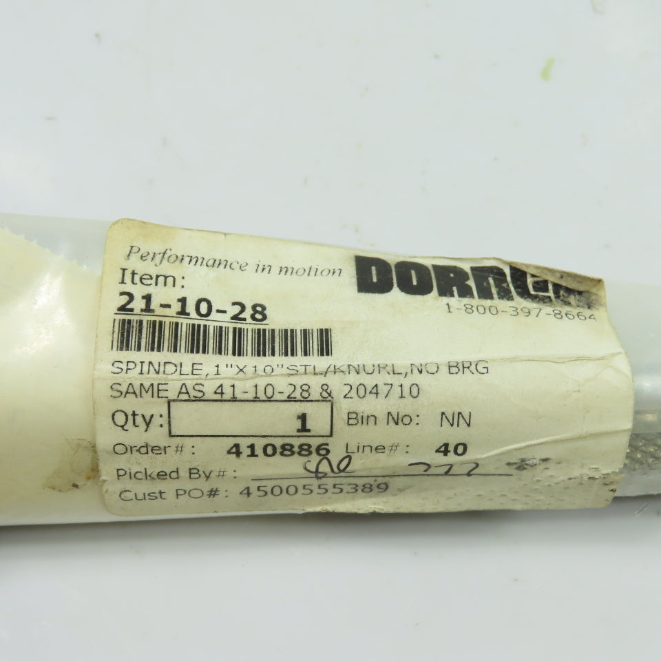 Dorner 21-10-28 Spindle 1" x 10" Steel Knurled No BRG