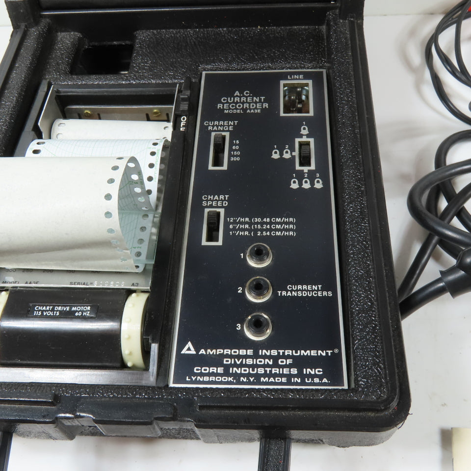 Amprobe AA3E 3-Channel AC Current Chart Recorder w/ Case & Transducers 115V