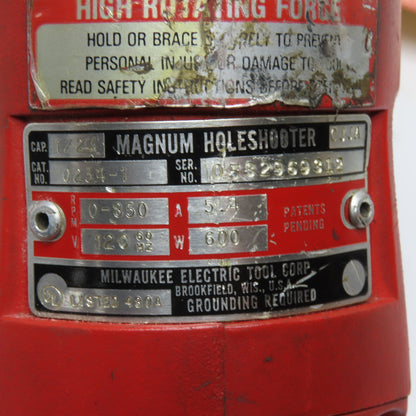 Milwaukee 0234-1 Magnum Hole-Shooter 1/2" Right Angle Drill Needs New Plug
