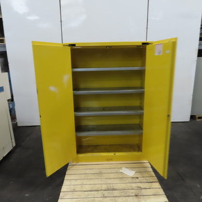 Uline H-1564S-Y 45 Gallon Flammable Liquid Storage Cabinet 43" x 18" x 65" Tall