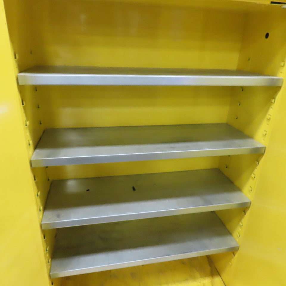 Uline H-1564S-Y 45 Gallon Flammable Liquid Storage Cabinet 43" x 18" x 65" Tall