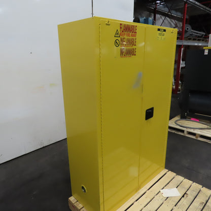 Uline H-1564S-Y 45 Gallon Flammable Liquid Storage Cabinet 43" x 18" x 65" Tall