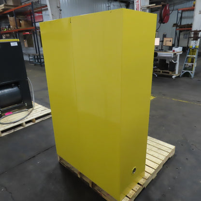 Uline H-1564S-Y 45 Gallon Flammable Liquid Storage Cabinet 43" x 18" x 65" Tall