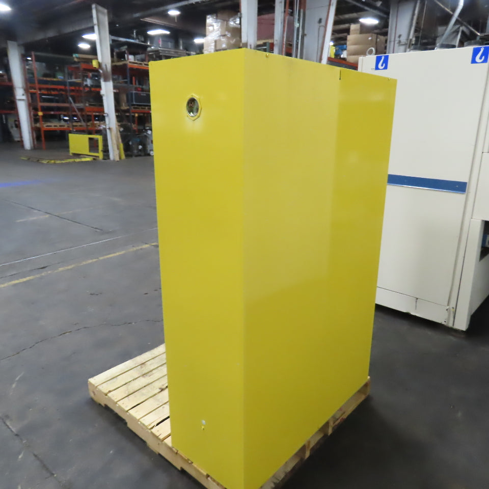 Uline H-1564S-Y 45 Gallon Flammable Liquid Storage Cabinet 43" x 18" x 65" Tall