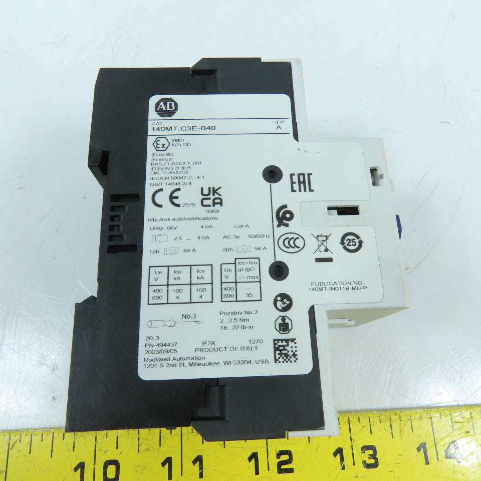 Allen-Bradley 140MT-C3E-B40 Motor Protection Circuit Breaker 2.5-4A 690V