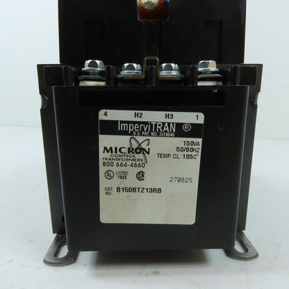 Micron B150BTZ13RB 150VA Control Transformer 240/480V Primary 120V Secondary