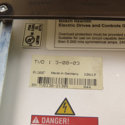 Indramat TVD 1.3-08-03 7.5kW AC Servo Power Supply Module 380-480VAC (Clean)