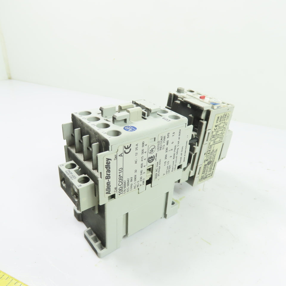 Allen-Bradley 100-C09*10 9A 600V Contactor 120V Coil w/ 193-EA2EB Relay 1.6-5A
