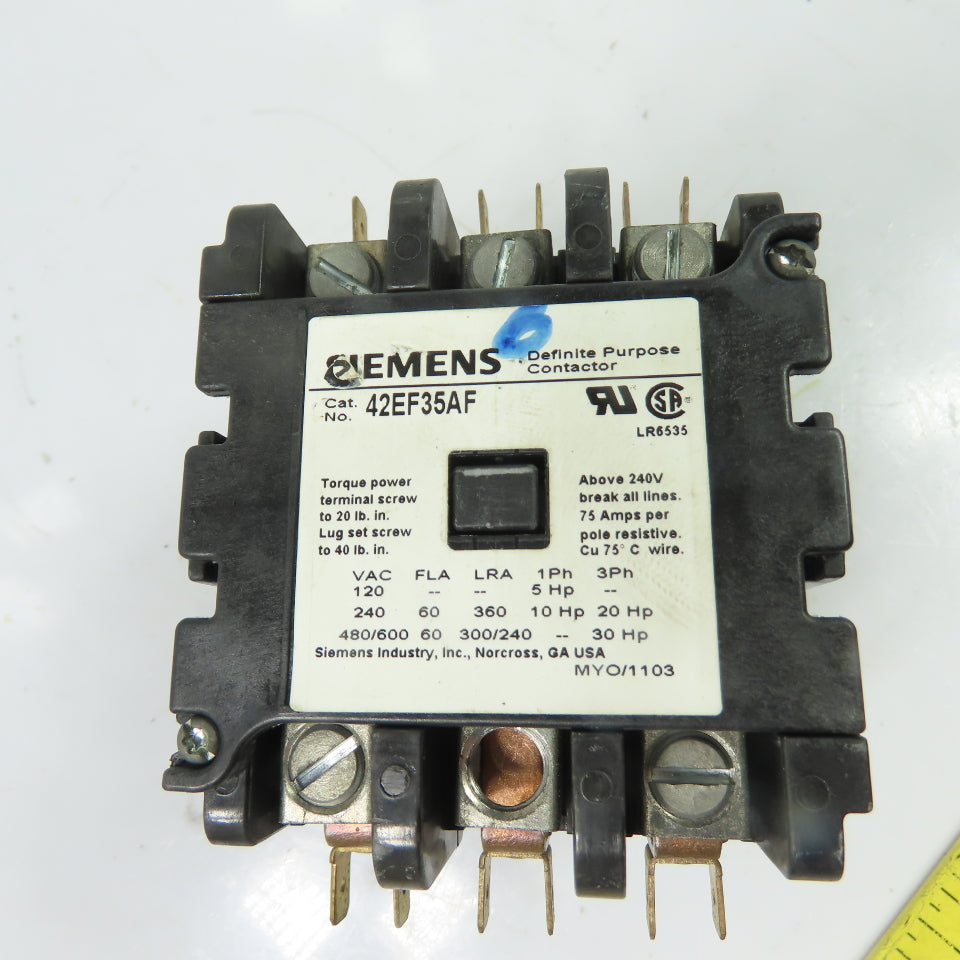 Siemens 42EF35AF Definite Purpose Controller 110/120V Coil 600VAC