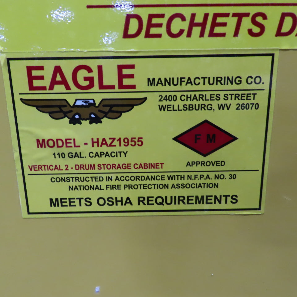 Eagle HAZ1955 110 Gallon 2-Drum Flammable Liquid Storage Cabinet 57.5"x 31"x 65"
