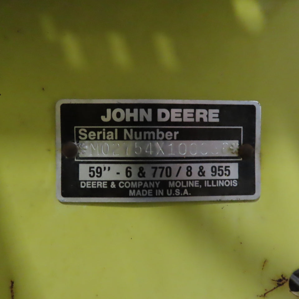 John Deere M02754X 59" Tractor Front Mount Snowblower Attachment