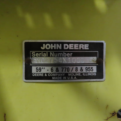 John Deere M02754X 59" Tractor Front Mount Snowblower Attachment