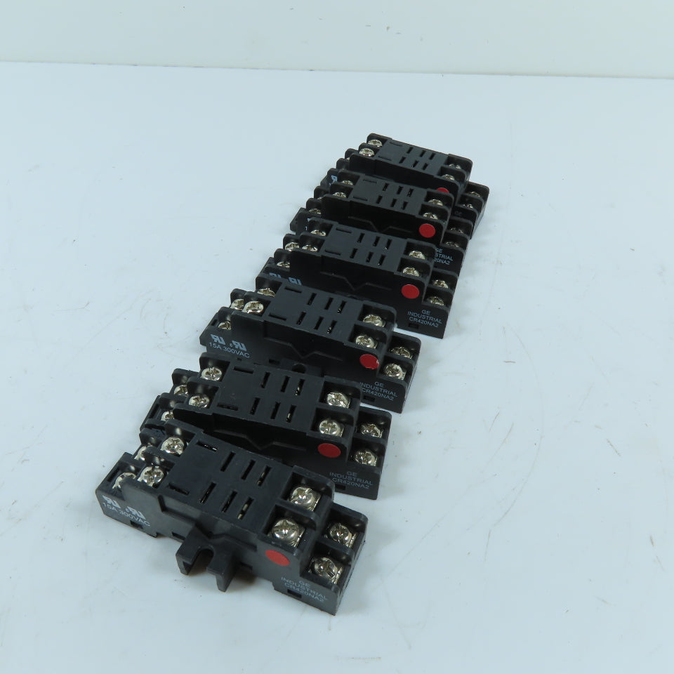 GE CR420NA2 8-Pin DPDT Relay Socket 15A 300VAC Lot Of 6