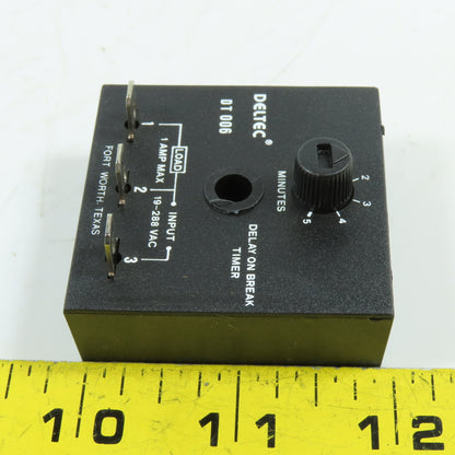 Deltec DT006 Delay On Break Timer 0.1-5 Min Adjustable 19-288VAC 1A Max