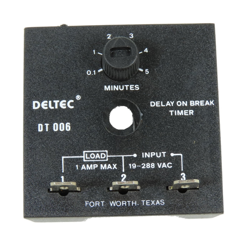 Deltec DT006 Delay On Break Timer 0.1-5 Min Adjustable 19-288VAC 1A Max