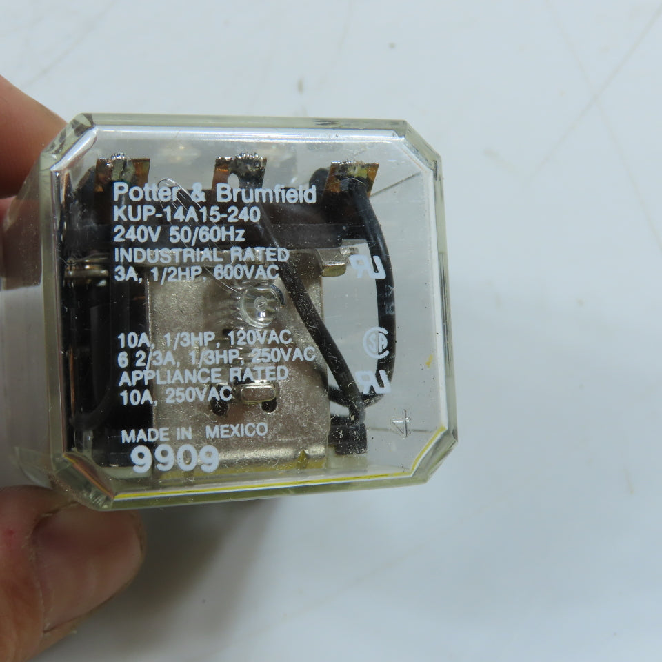 Potter & Brumfield KUP-14A15-240 10A 3PDT Basic Enclosed Power Relay 240VAC