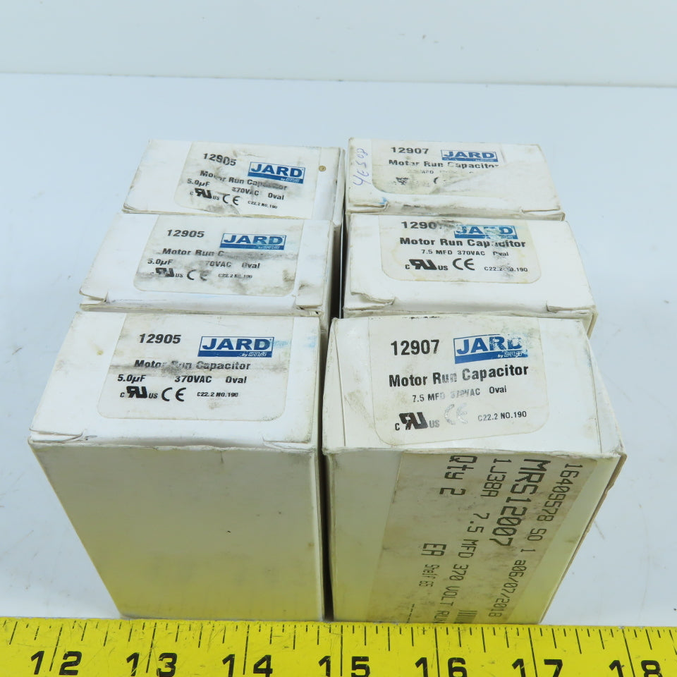 JARD 12905/12907 5.0uF & 7.5uF Oval Motor Run Capacitors 370VAC Lot Of 6