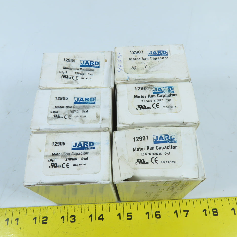 JARD 12905/12907 5.0uF & 7.5uF Oval Motor Run Capacitors 370VAC Lot Of 6