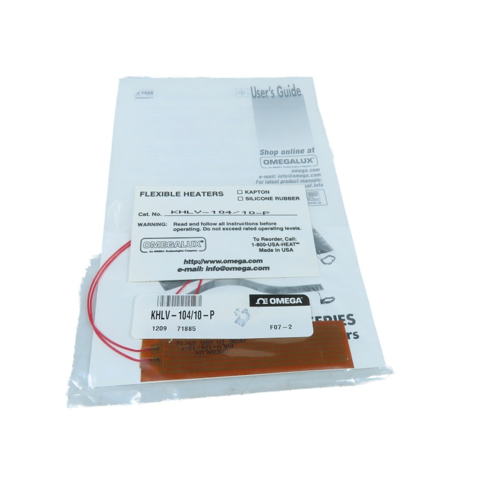 Omega KHLV-104/10-P Flexible Polyimide Kapton Heater 28VAC 10W/in² w/ PSA