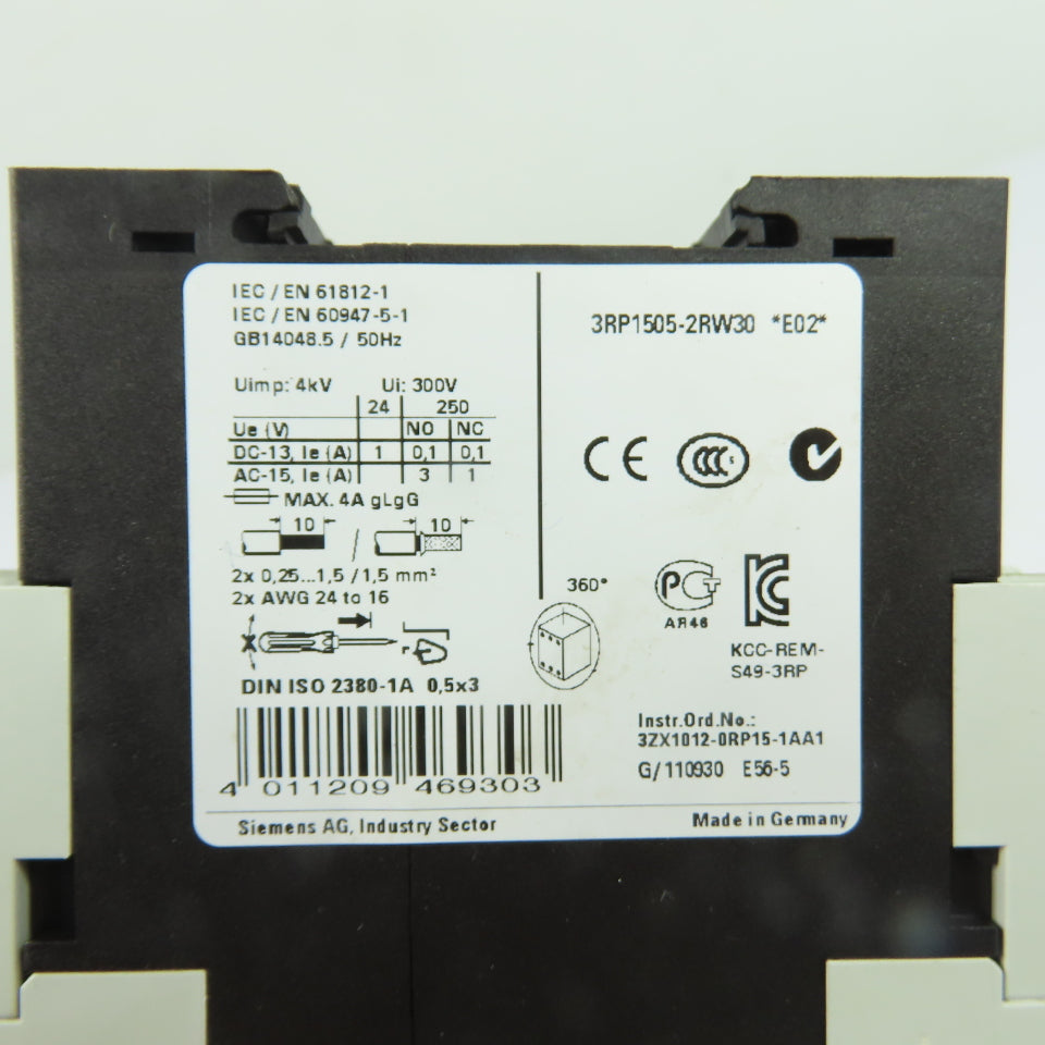 Siemens 3RP1505-2RW30 Timing Relay 24-240V AC/DC