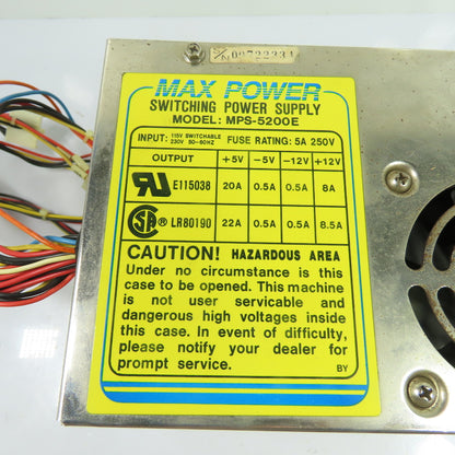 Max Power MPS-5200E Switching Power Supply 115/230VAC Input 5/12V Output