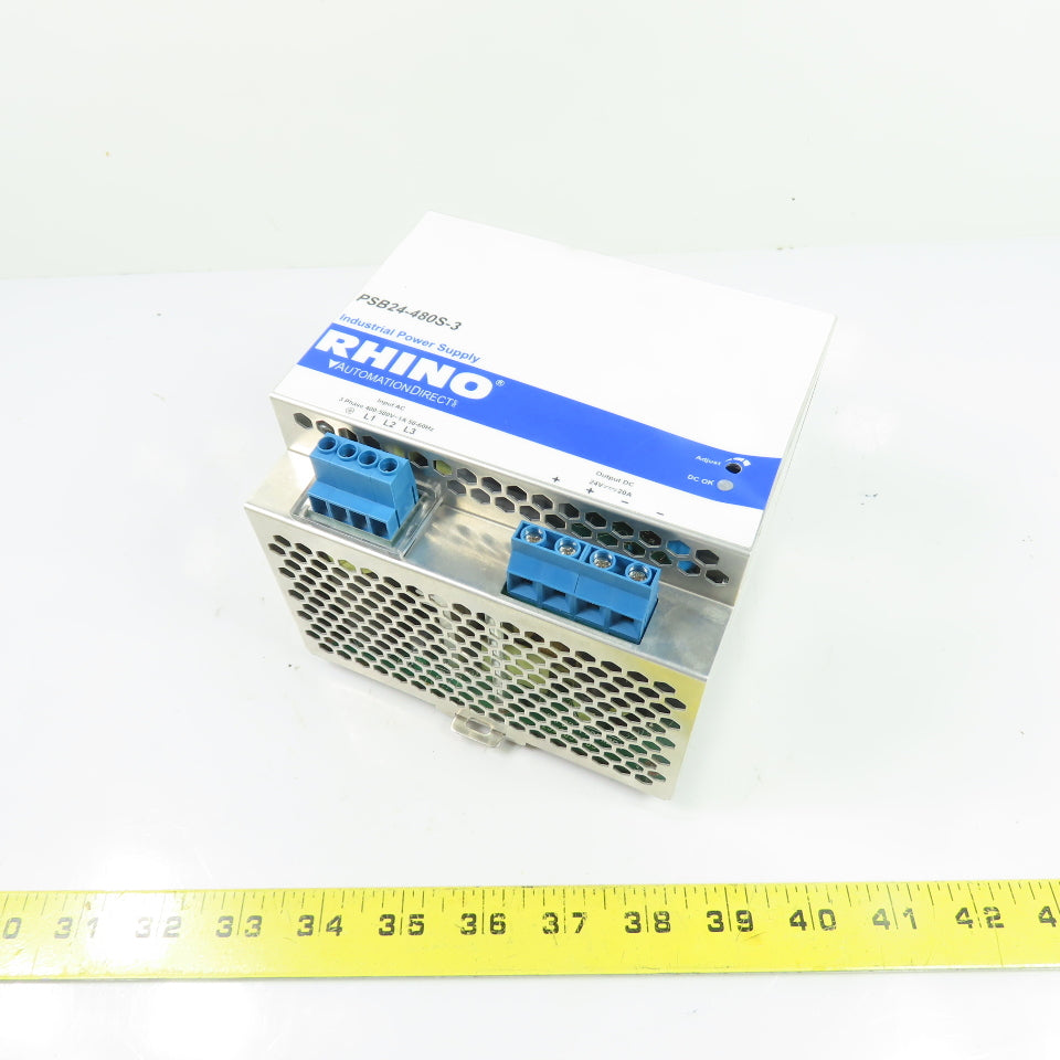AutomationDirect Rhino PSB24-480S-3 480W Power Supply 24VDC 20A Out 400-500V In