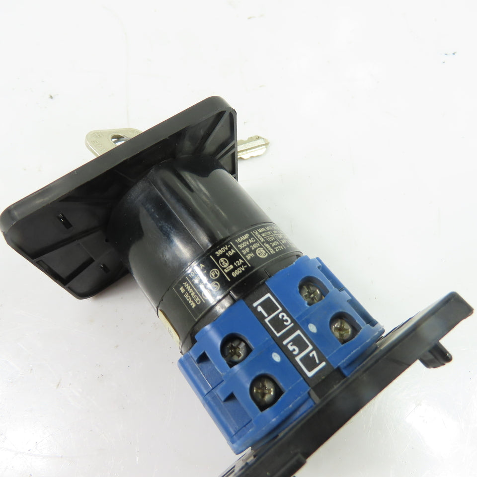 Kraus & Naimer CA10 2-Position 3-Pole Keyed Rotary Switch 660VAC