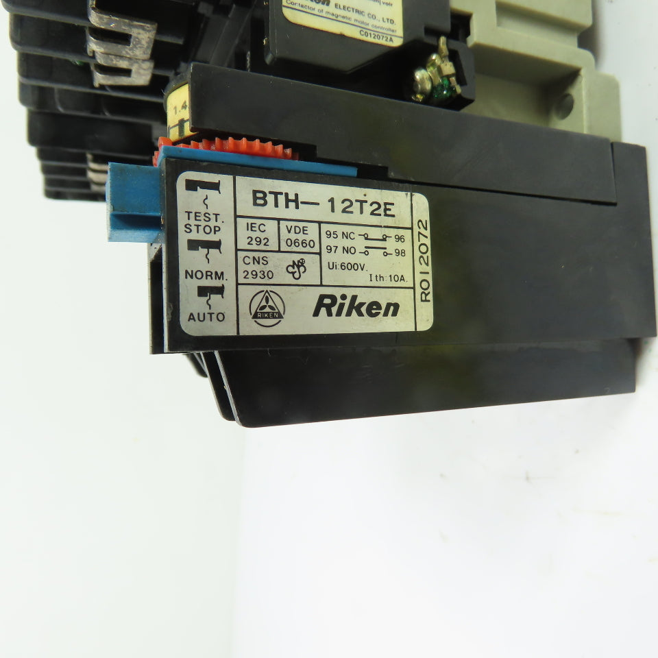 Riken RAB-12T10 3-Pole Contactor 110V Coil w/ BTH-12T2E Overload Relay 1-1.4A