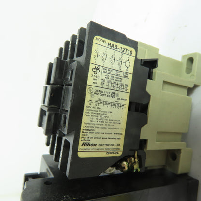 Riken RAB-12T10 3-Pole Contactor 110V Coil w/ BTH-12T2E Overload Relay 1-1.4A
